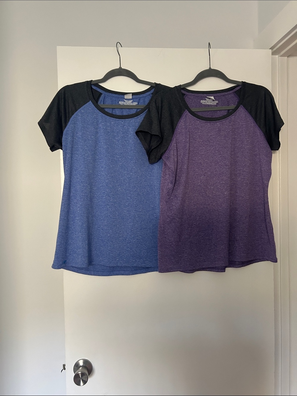 Danskin Women's Short-Sleeve Raglan Tee Duo - Blue & Purple with Black Sleeves